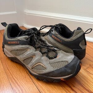 Merrell Yokota 2 Khaki/Orange Accent Suede Hiking Trail Outdoor Men’s Shoes 10.5